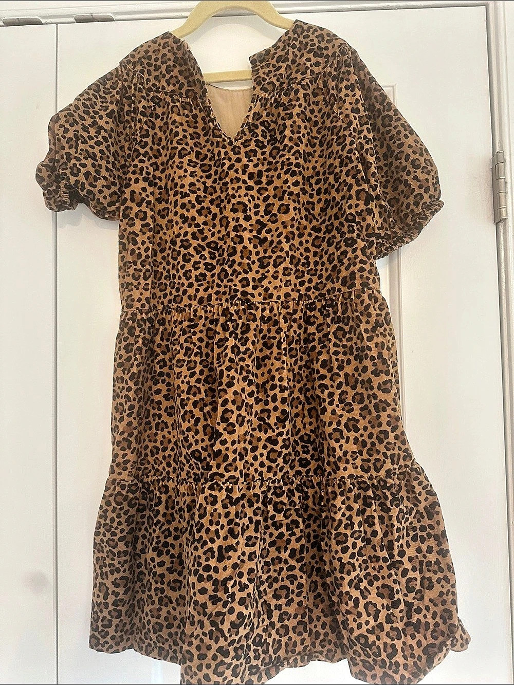 Crewcuts Girls Tiered Leopard Corduroy Dress Size 14